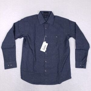 North End Men Shirt Size S Navy Blue Button Up Technical Moisture Wicking